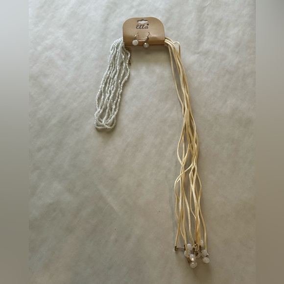 Beautiful Ella 3 Piece Pearl Style Earrings/ Necklace Set - Picture 3 of 4